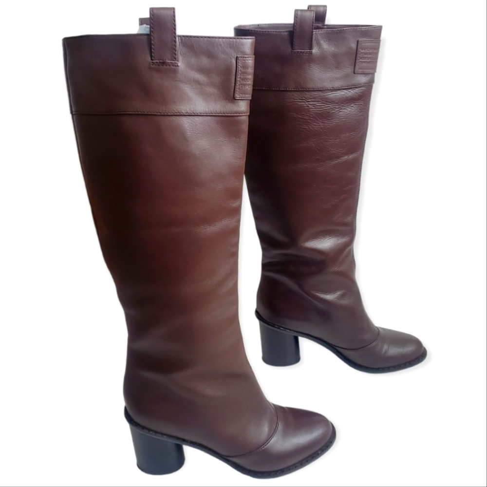 Marc by Marc Jacobs Brown Leather Knee Boots Round Block Heel 8 US / 38 EU